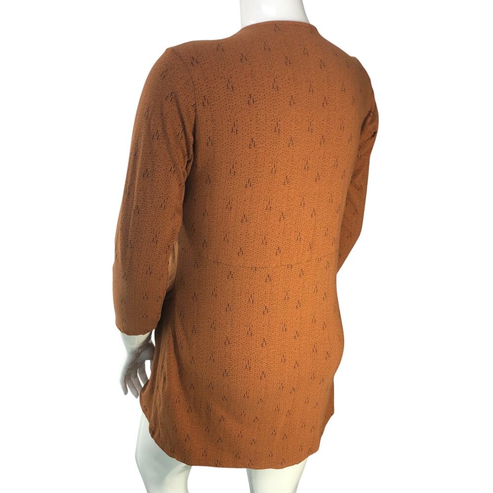 Kuhl Womens Size XL Dress Anya Faux Wrap Crossover Neck Graphic Print Copper - Picture 6 of 14